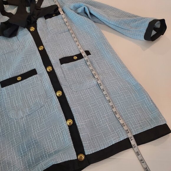 Pomander Place Light Blue Coco Tweed Bow Dress Size XL NWOT - Picture 4 of 11